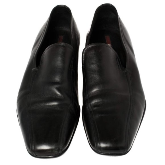 Prada Black Leather Slip On Loafers Driving Shoes Mens Size 8 US Made In Italy - Picture 5 of 15